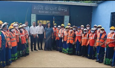 राज्य शहरी विकास अभिकरण के संयुक्त सचिव श्रीमति रूपा मिश्रा एवं सीईओ श्री शशांक पांडे ने किया बीरगांव के एसएलआरएम सेंटर का निरीक्षण