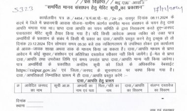 समर्पित मानव संसाधन हेतु मेरिट सूची का प्रकाशन"